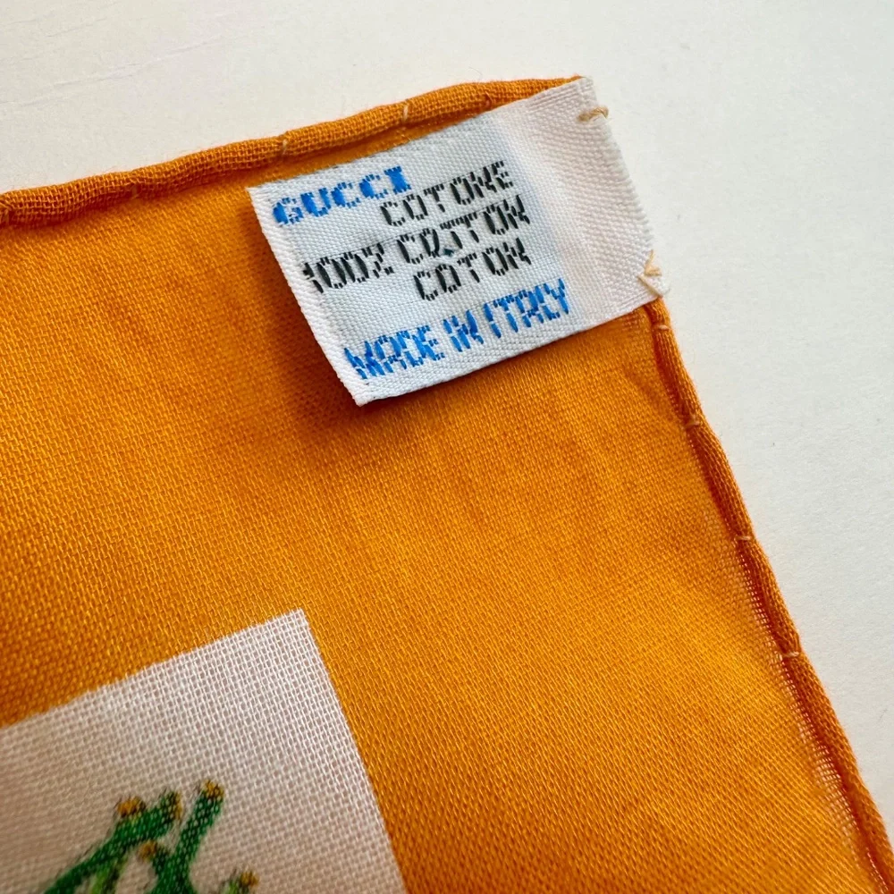 Vintage GUCCI Rare “Flora” Pattern 100% Cotton Square Scarf